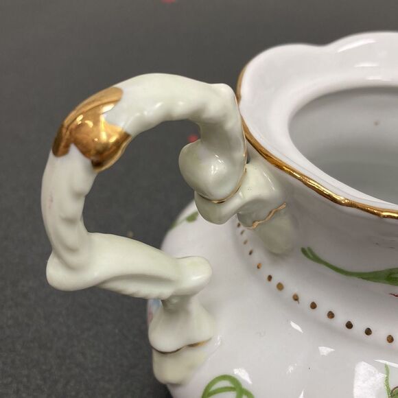 Lissi Kaplan Giftcraft China Crocus Sugar Pot & Creamer with Gold Top and Rim - Picture 15 of 16